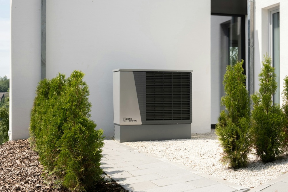 Geothermal heat pump unit installed in the mechanical room of a Southwestern Ontario home